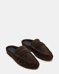 RAFE Chocolate Brown Suede Slip-On Mule Women's Flat | Steve Madden outlet