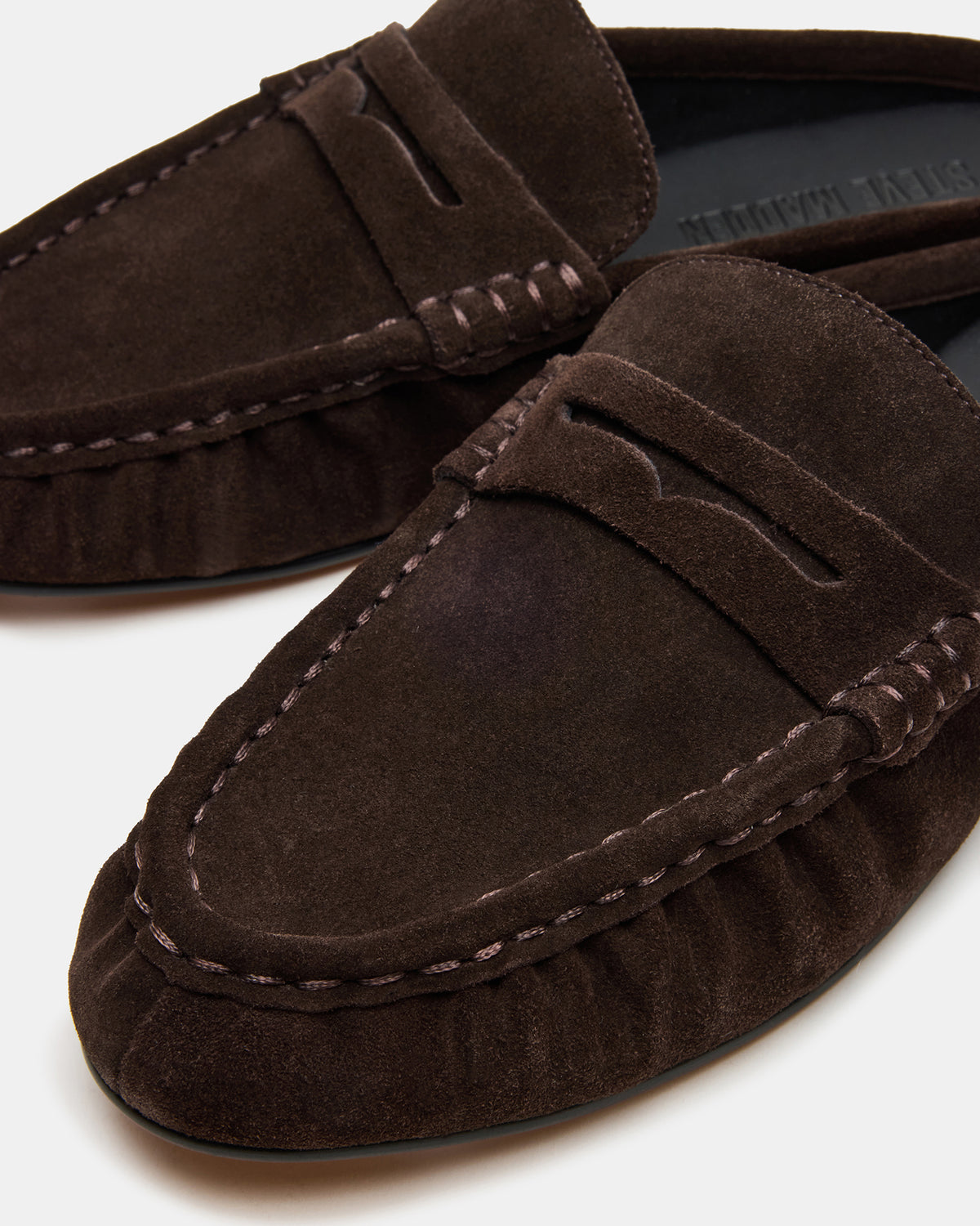 RAFE Chocolate Brown Suede Slip-On Mule Women's Flat | Steve Madden outlet