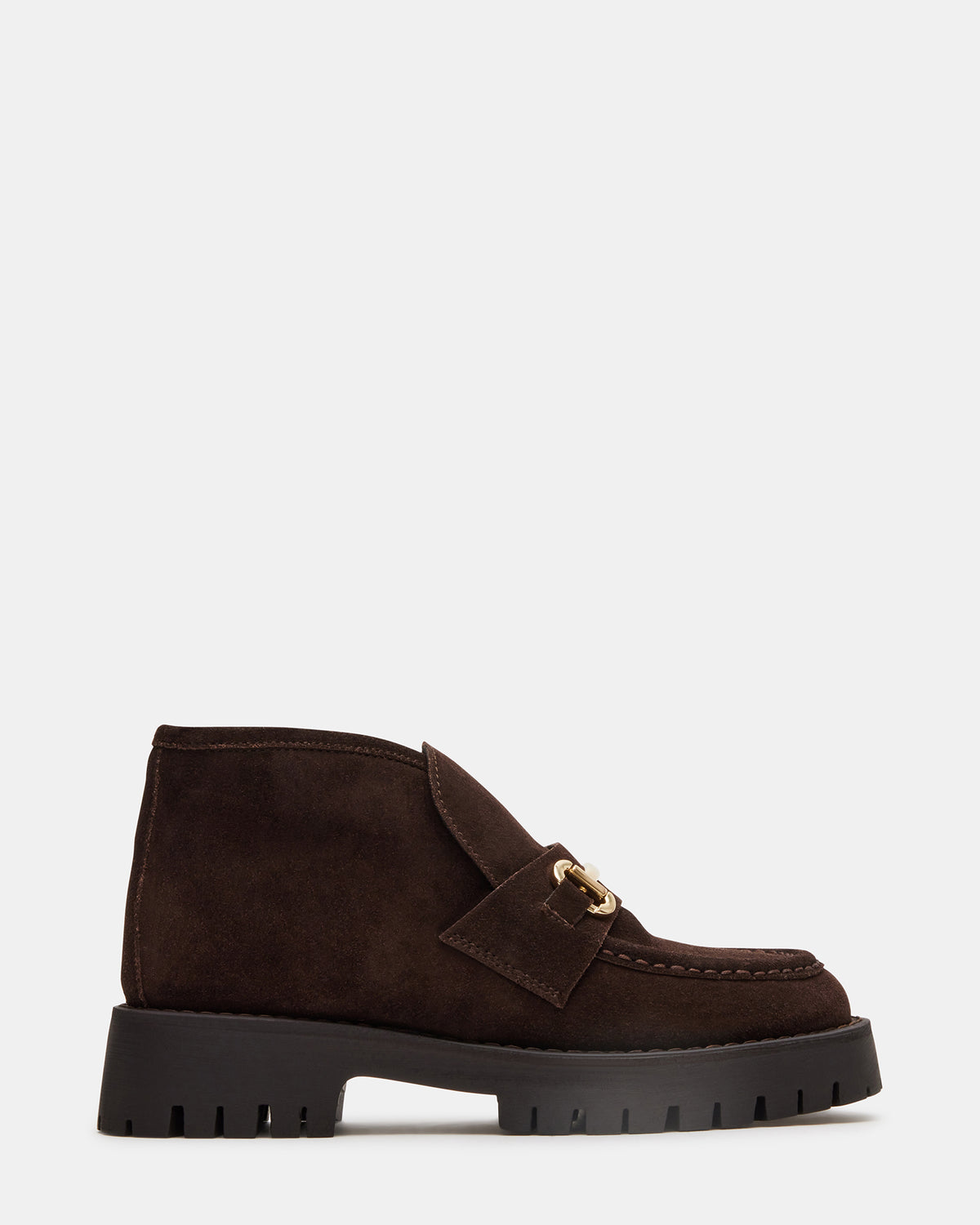 LEON Chocolate Brown Suede Platform Lug Sole Women's Loafer | Steve Madden Sale