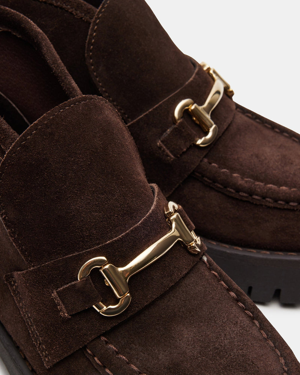 LEON Chocolate Brown Suede Platform Lug Sole Women's Loafer | Steve Madden Sale