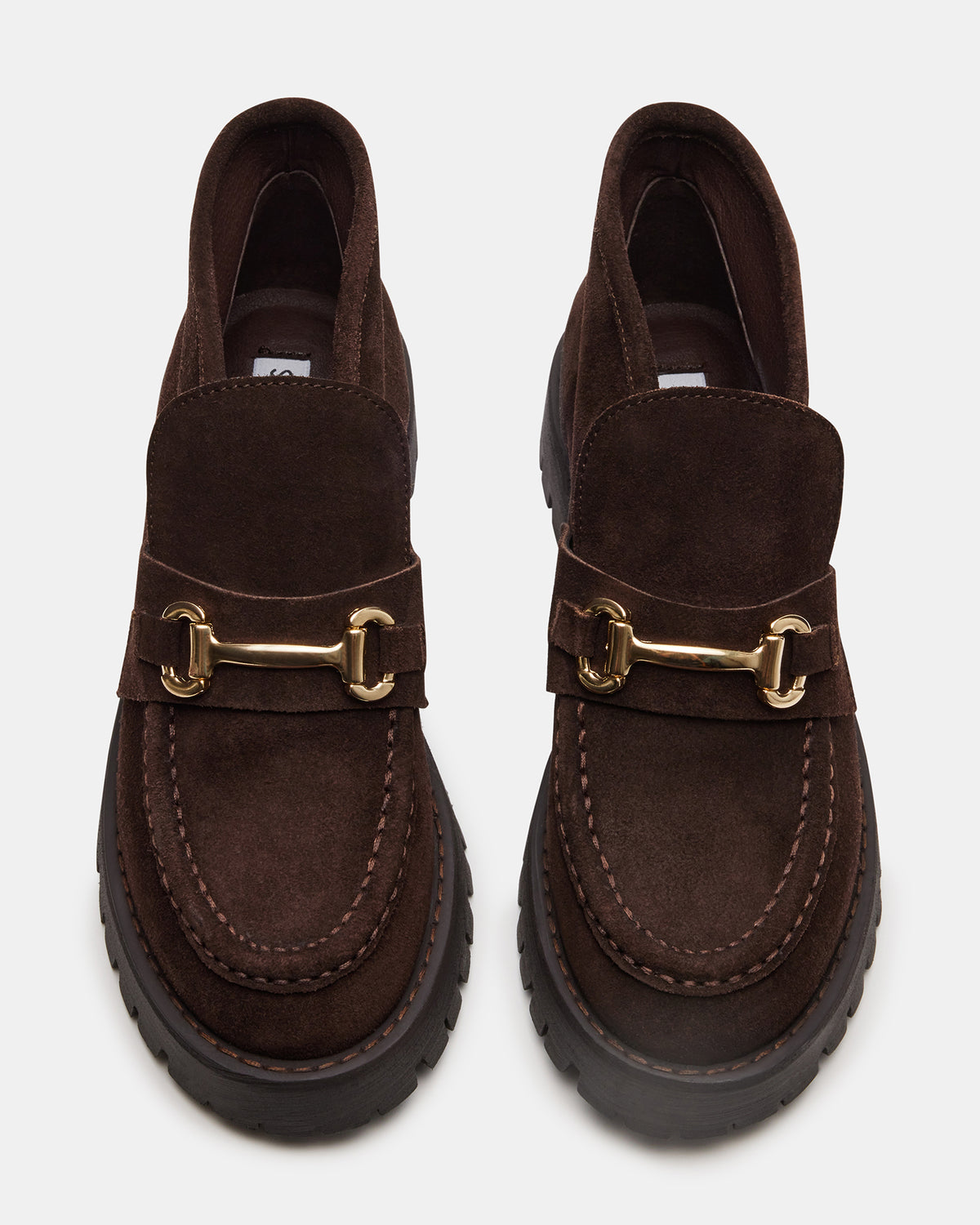 LEON Chocolate Brown Suede Platform Lug Sole Women's Loafer | Steve Madden Sale