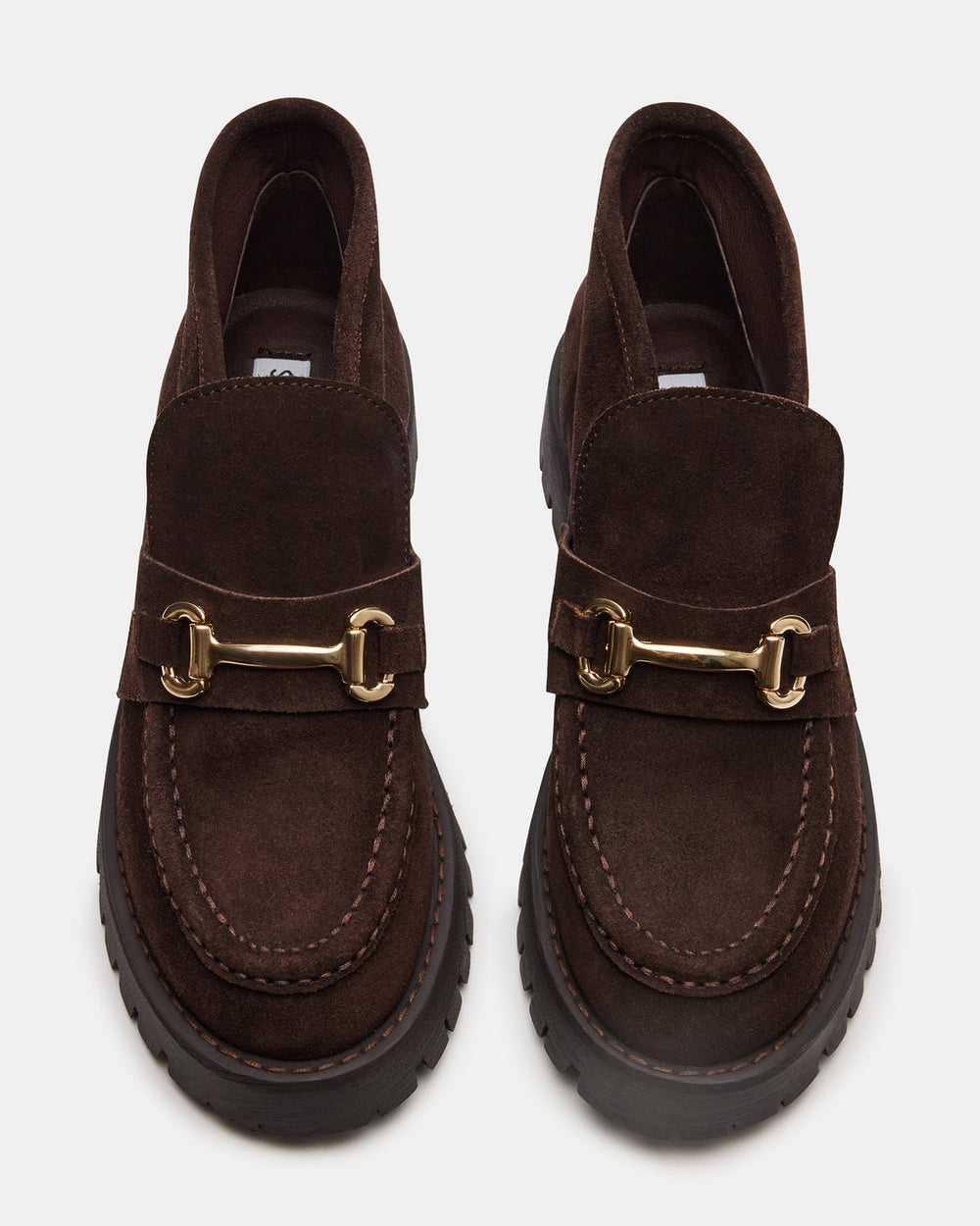 LEON Chocolate Brown Suede Platform Lug Sole Women's Loafer | Steve Madden Sale