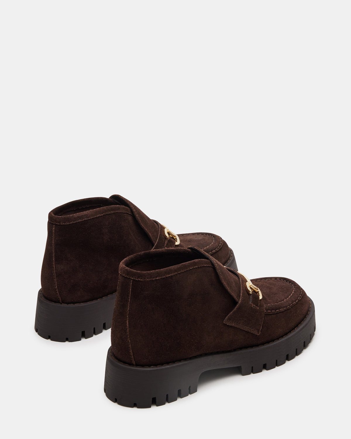 LEON Chocolate Brown Suede Platform Lug Sole Women's Loafer | Steve Madden Sale