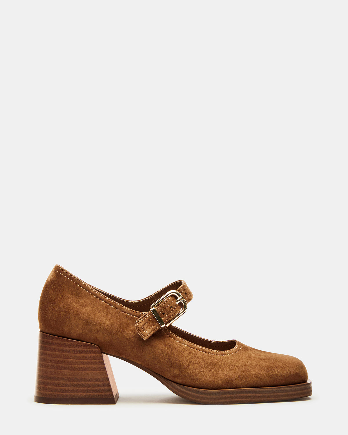 LISBON Chestnut Suede Square-Toe Mary Jane Women's Loafer | Steve Madden for Sale
