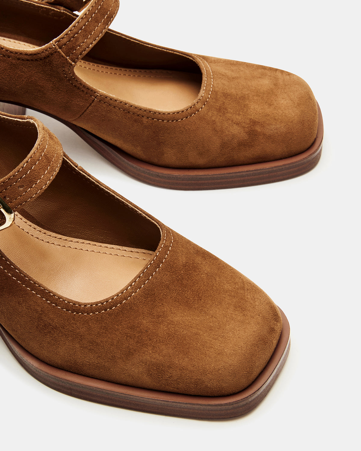 LISBON Chestnut Suede Square-Toe Mary Jane Women's Loafer | Steve Madden for Sale