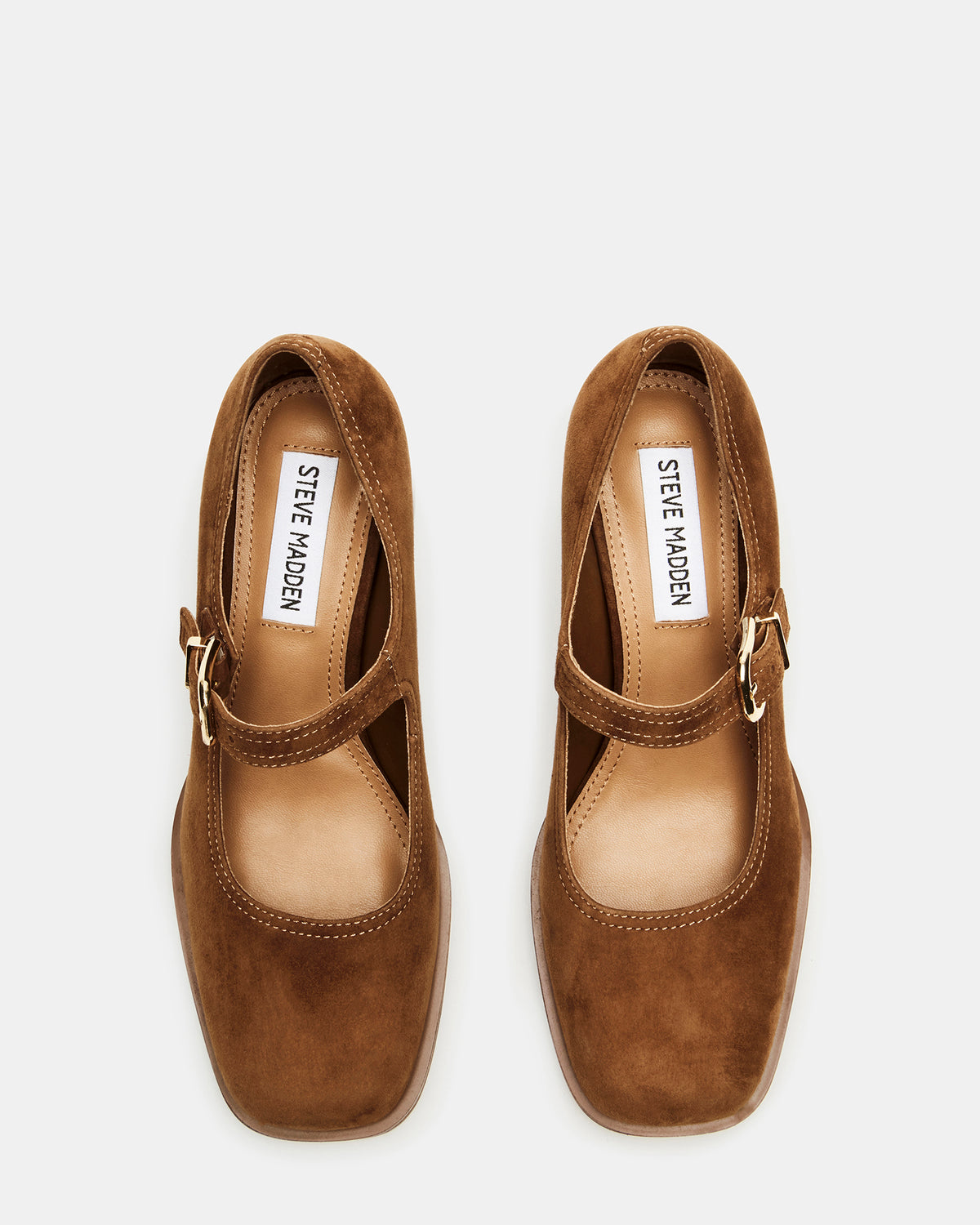 LISBON Chestnut Suede Square-Toe Mary Jane Women's Loafer | Steve Madden for Sale