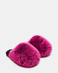 POOF Fushia Slip-On Faux Fur Mule Women's Flat | Steve Madden on Sale