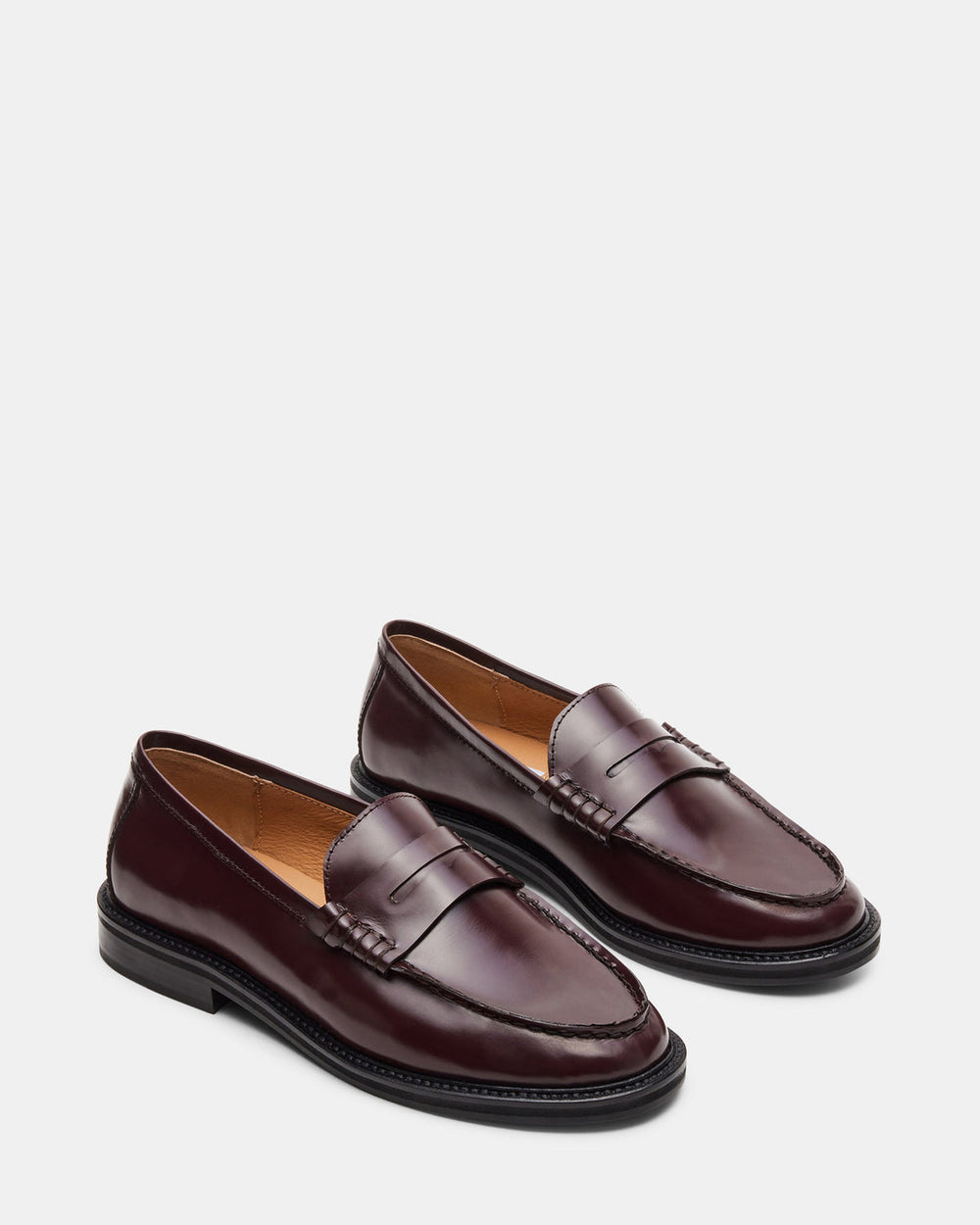 MADISON Burgundy Box Leather Women's Penny Loafer | Steve Madden near me