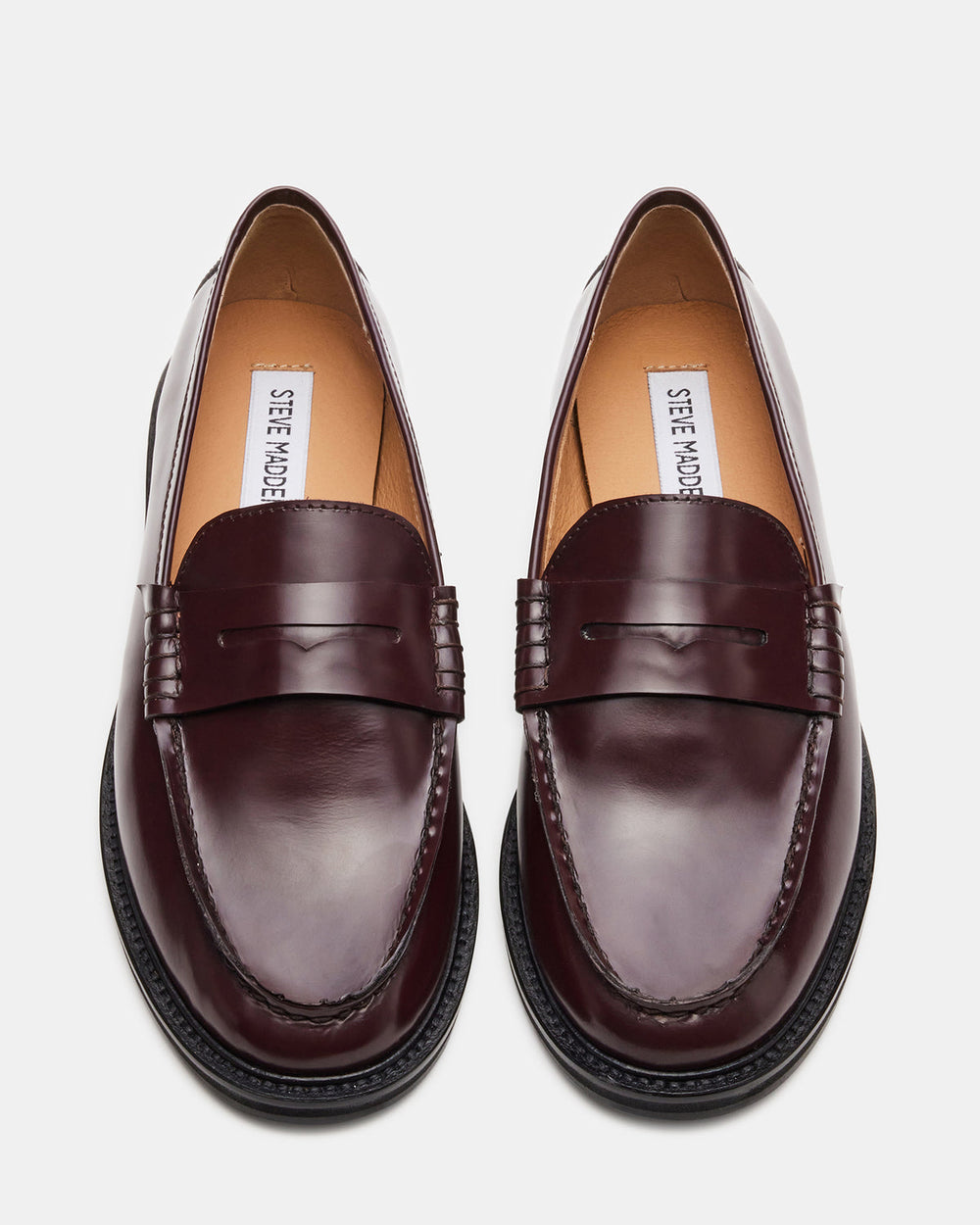 MADISON Burgundy Box Leather Women's Penny Loafer | Steve Madden near me