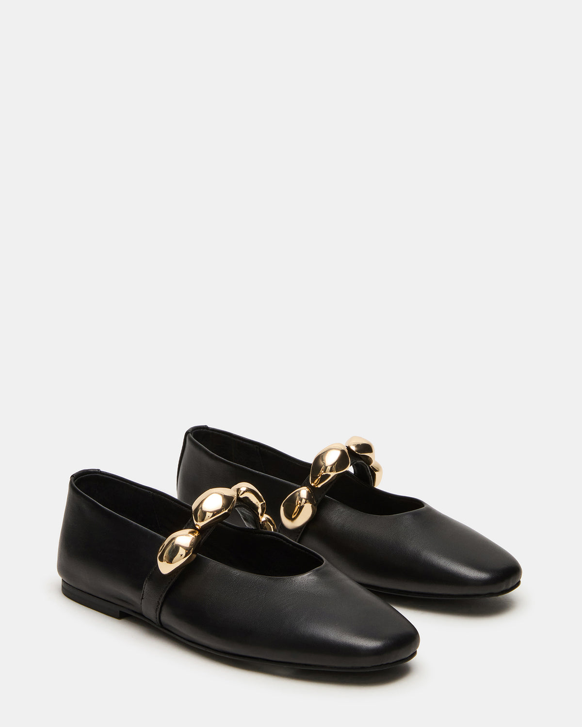 POPPIN Black Leather Mary Jane Ballet Women's Flat | Steve Madden discount