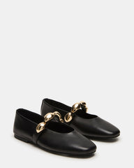 POPPIN Black Leather Mary Jane Ballet Women's Flat | Steve Madden discount