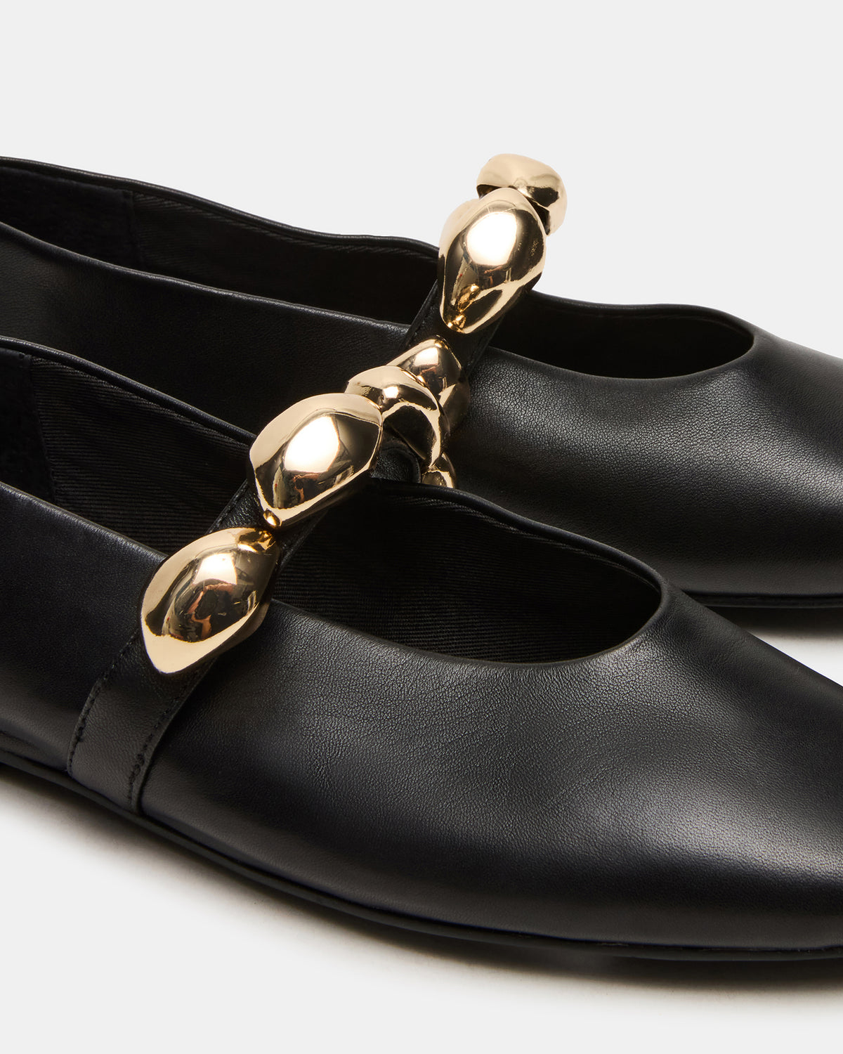 POPPIN Black Leather Mary Jane Ballet Women's Flat | Steve Madden discount