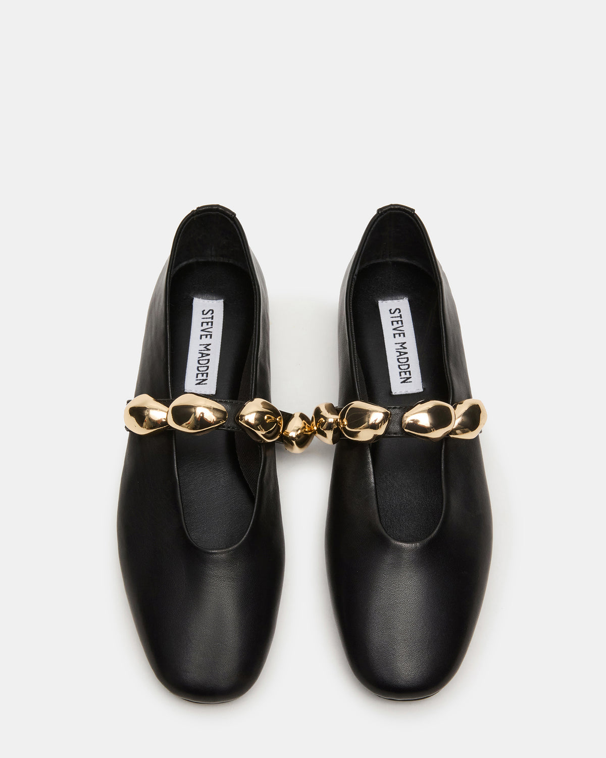 POPPIN Black Leather Mary Jane Ballet Women's Flat | Steve Madden discount