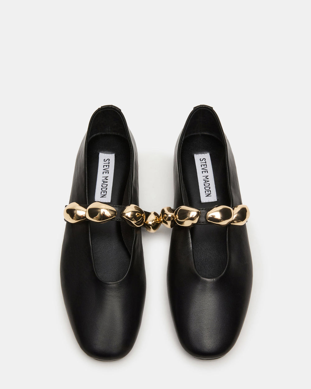 POPPIN Black Leather Mary Jane Ballet Women's Flat | Steve Madden discount
