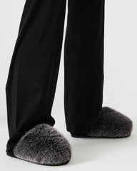 POOF GREY Slip-On Faux Fur Mule Women's Flat | Steve Madden online
