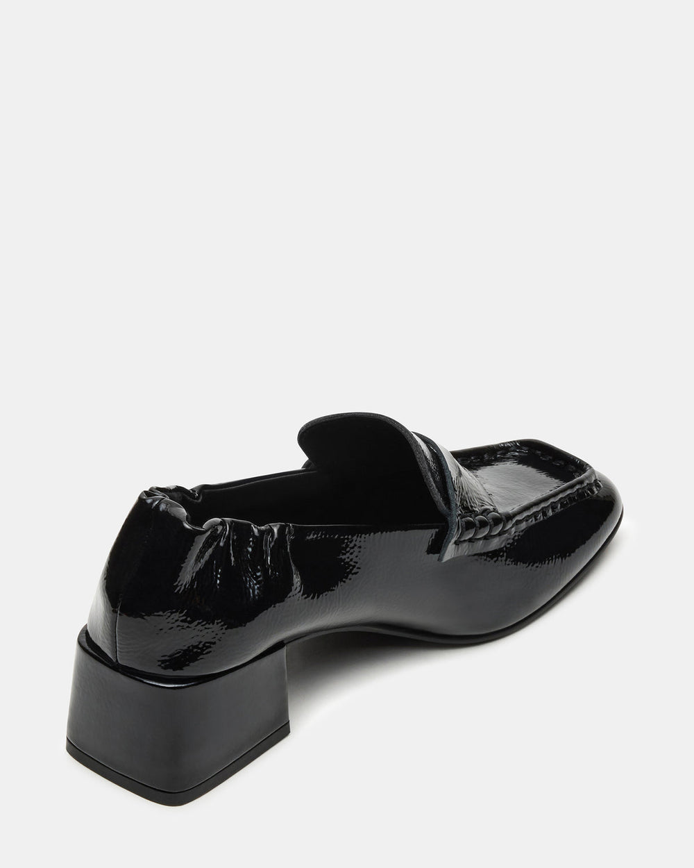 ESTEE Black Crinkle Patent Square-Toe Heeled Women's Loafer | Steve Madden US