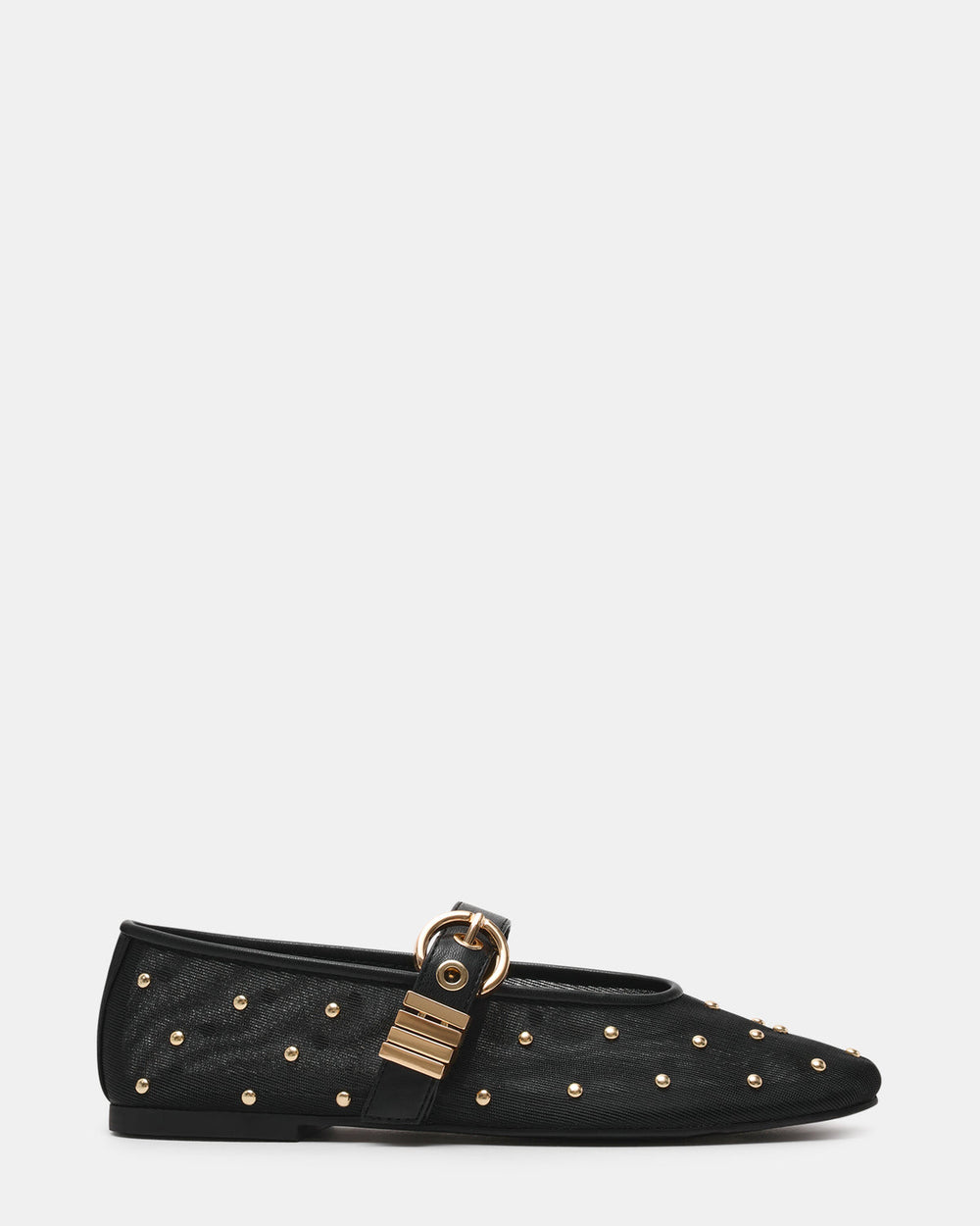 LUCIA Stud Black Multi Mesh Mary Jane Ballet Women's Flat | Steve Madden for Sale