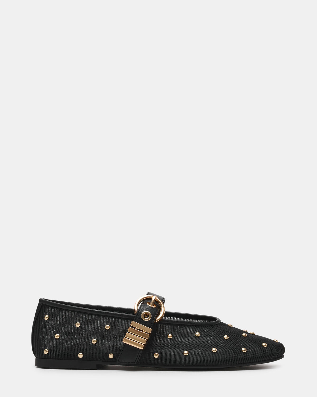 LUCIA Stud Black Multi Mesh Mary Jane Ballet Women's Flat | Steve Madden for Sale