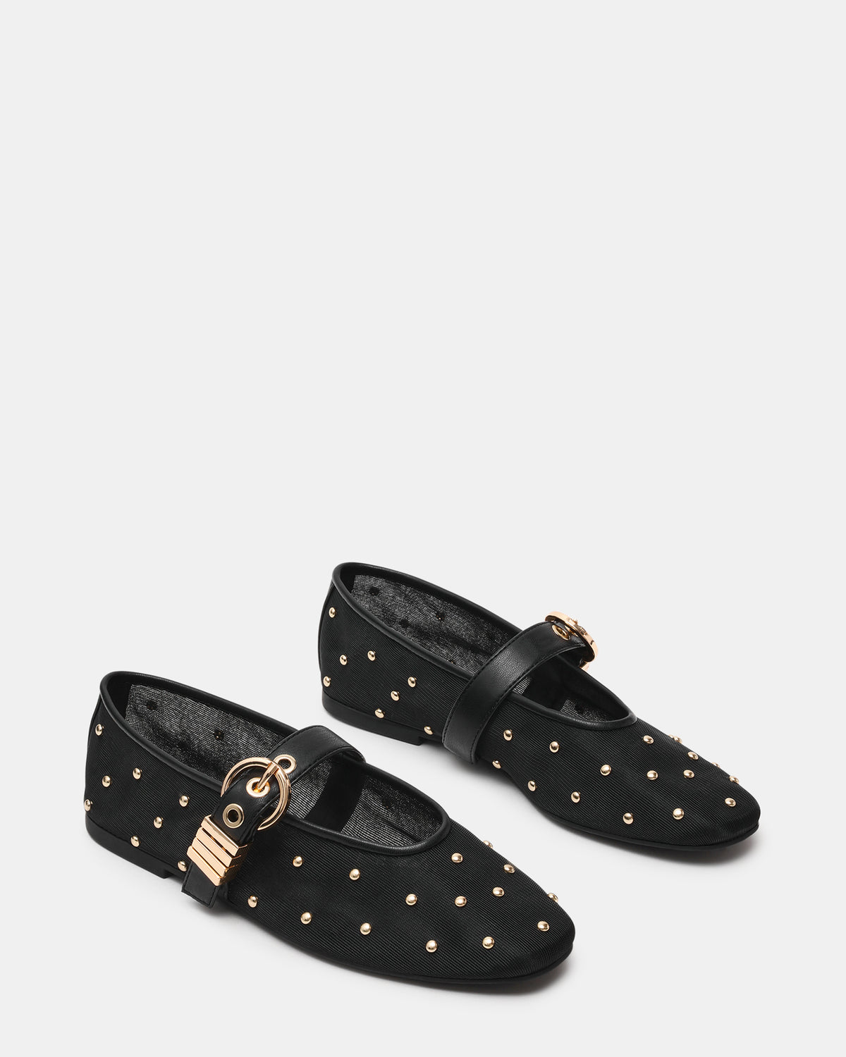 LUCIA Stud Black Multi Mesh Mary Jane Ballet Women's Flat | Steve Madden for Sale