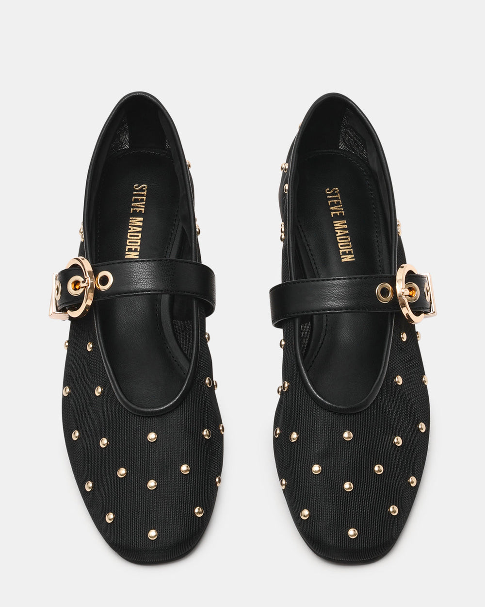 LUCIA Stud Black Multi Mesh Mary Jane Ballet Women's Flat | Steve Madden for Sale