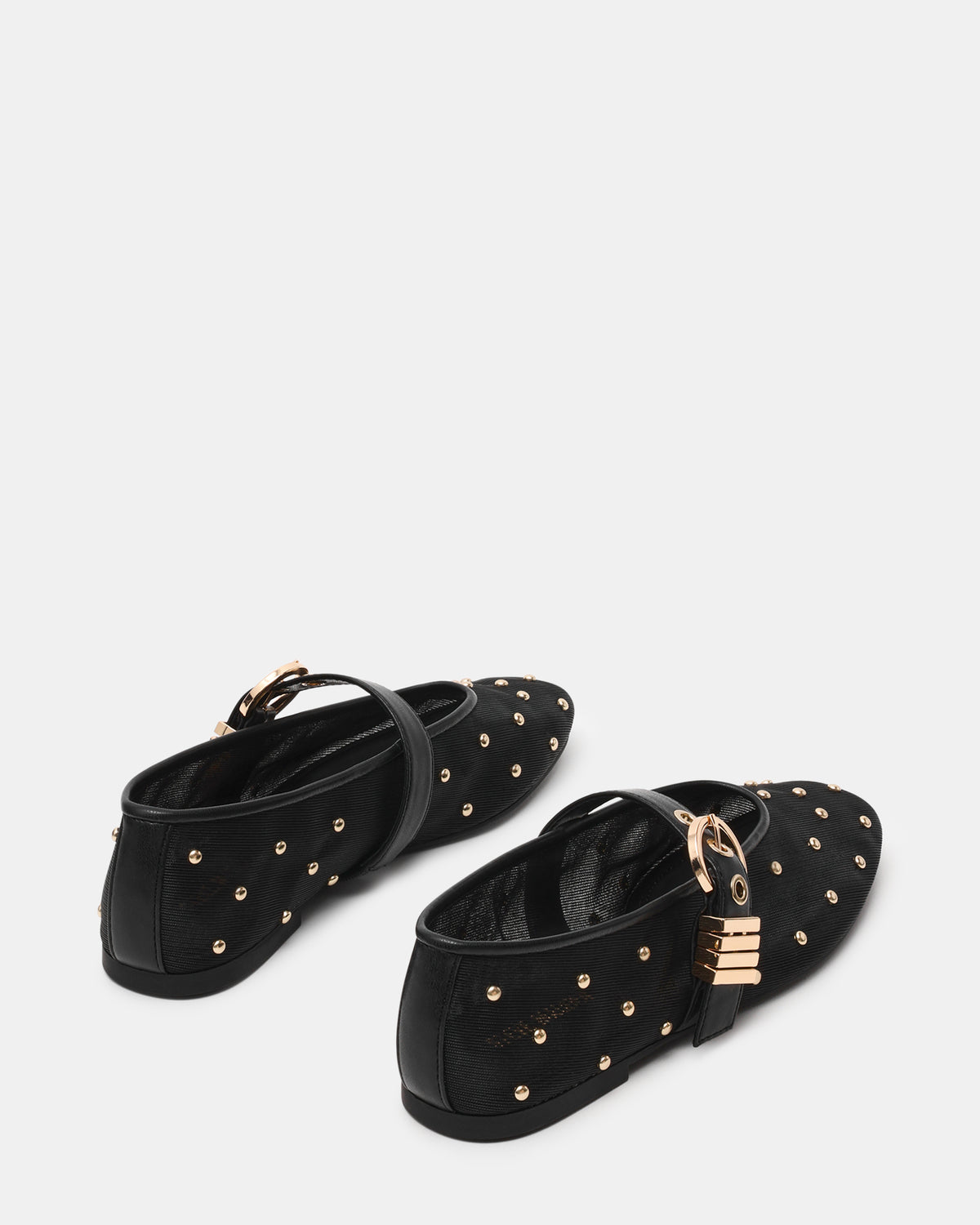 LUCIA Stud Black Multi Mesh Mary Jane Ballet Women's Flat | Steve Madden for Sale