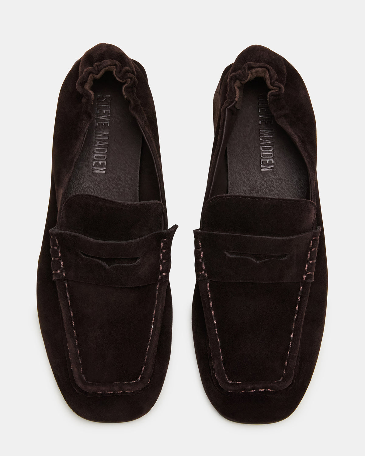 ESTEE Brown Suede Square-Toe Heeled Women's Loafer | Steve Madden on Sale