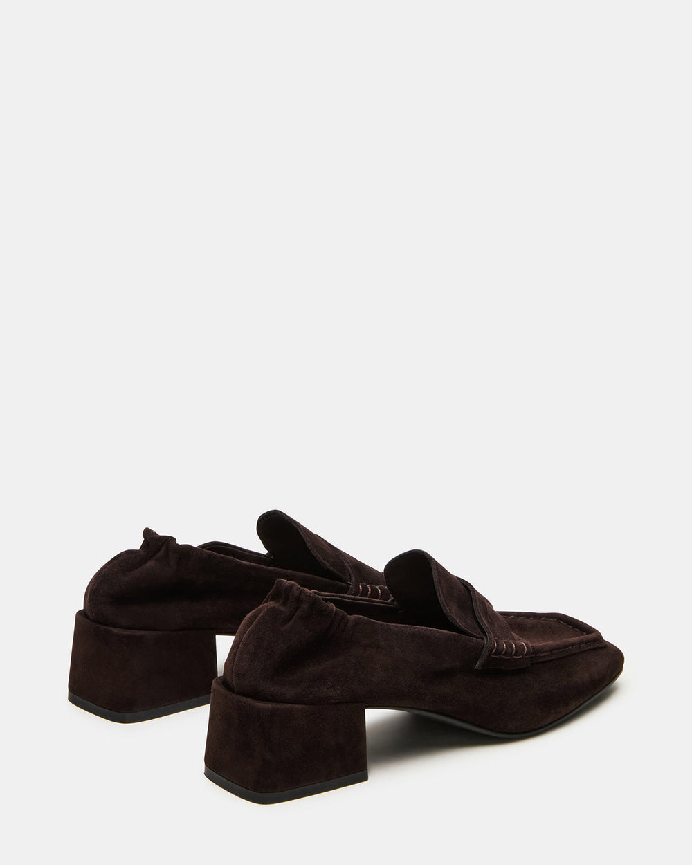 ESTEE Brown Suede Square-Toe Heeled Women's Loafer | Steve Madden on Sale