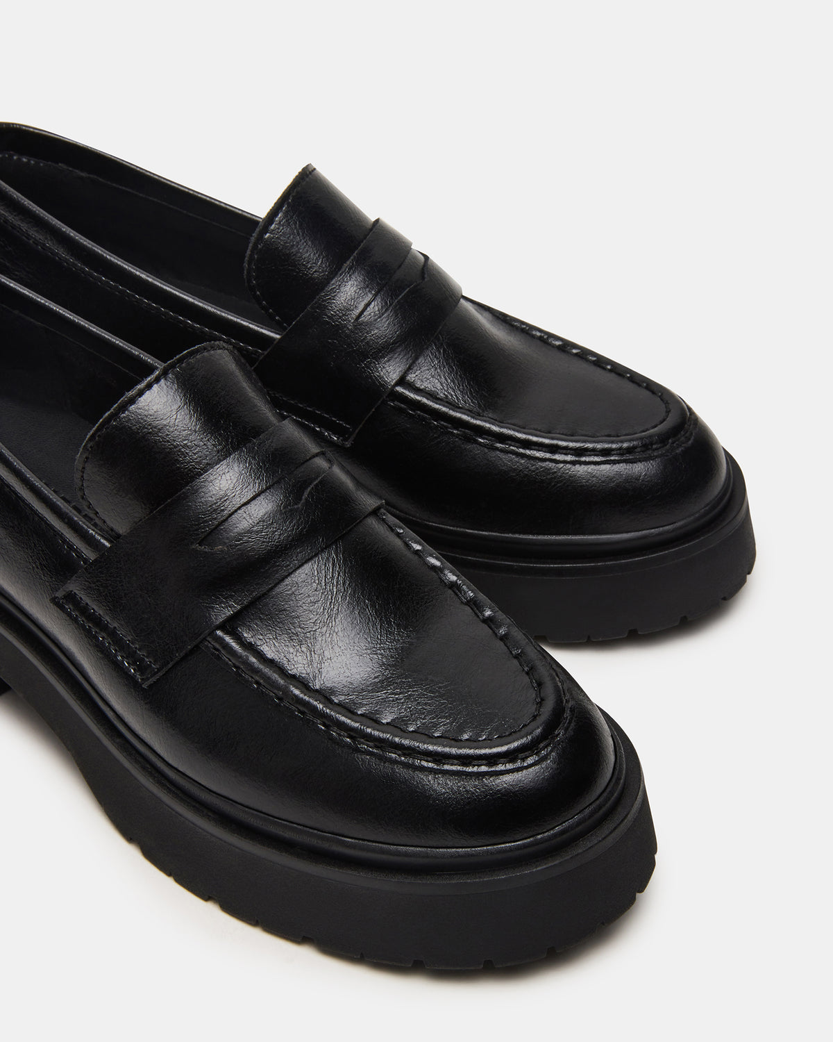 LAYKEN Black Leather Platform Lug Women's Loafer | Steve Madden online