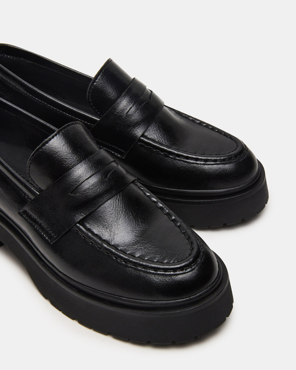 LAYKEN Black Leather Platform Lug Women's Loafer | Steve Madden online