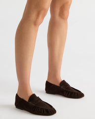 ROGER Chocolate Brown Suede Slip-On Women's Loafer | Steve Madden US