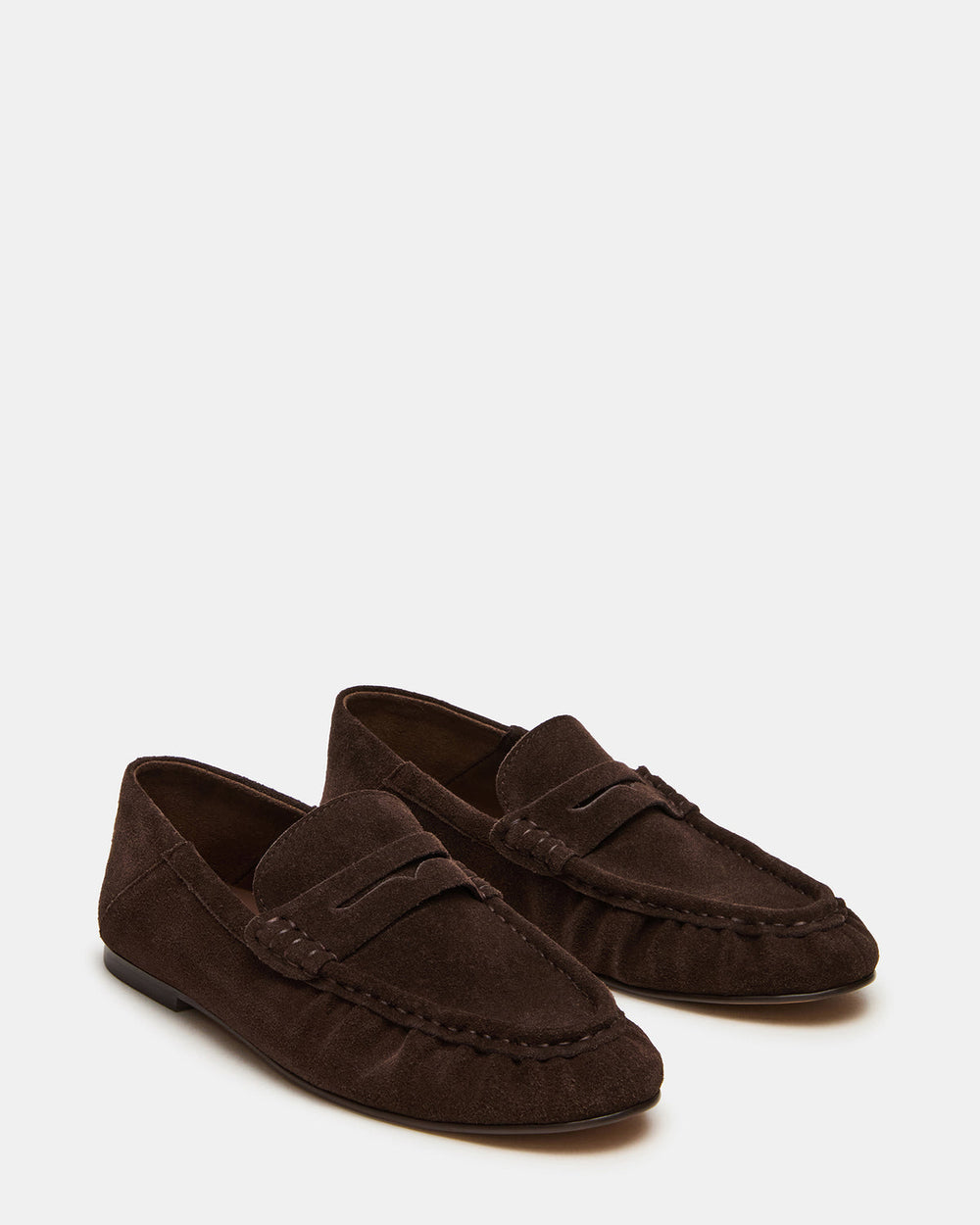 ROGER Chocolate Brown Suede Slip-On Women's Loafer | Steve Madden US