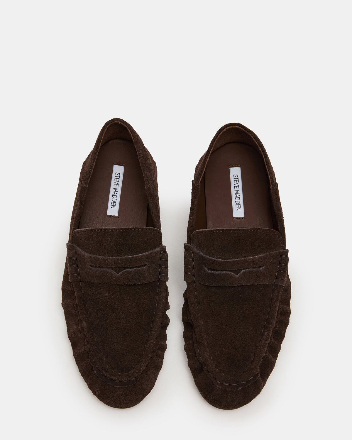 ROGER Chocolate Brown Suede Slip-On Women's Loafer | Steve Madden US