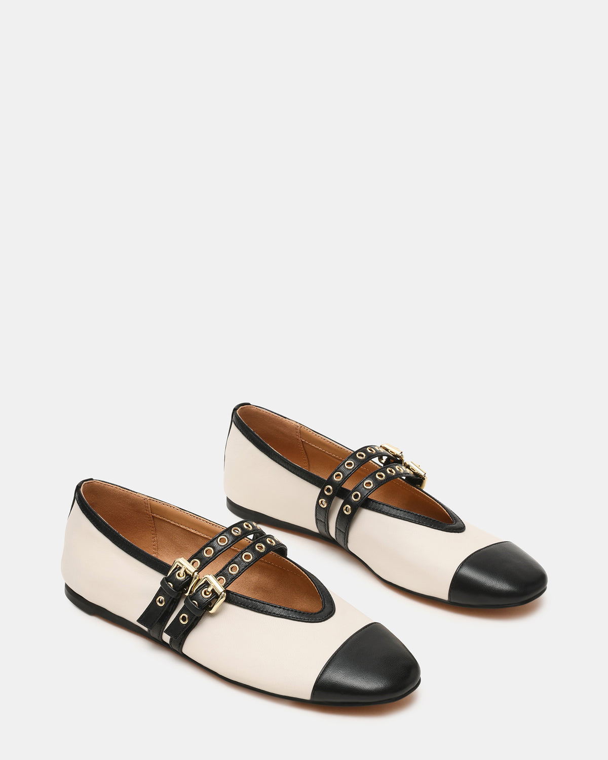 LYDIA Cap Bone Black Mary Jane Ballet Women's Flat | Steve Madden US