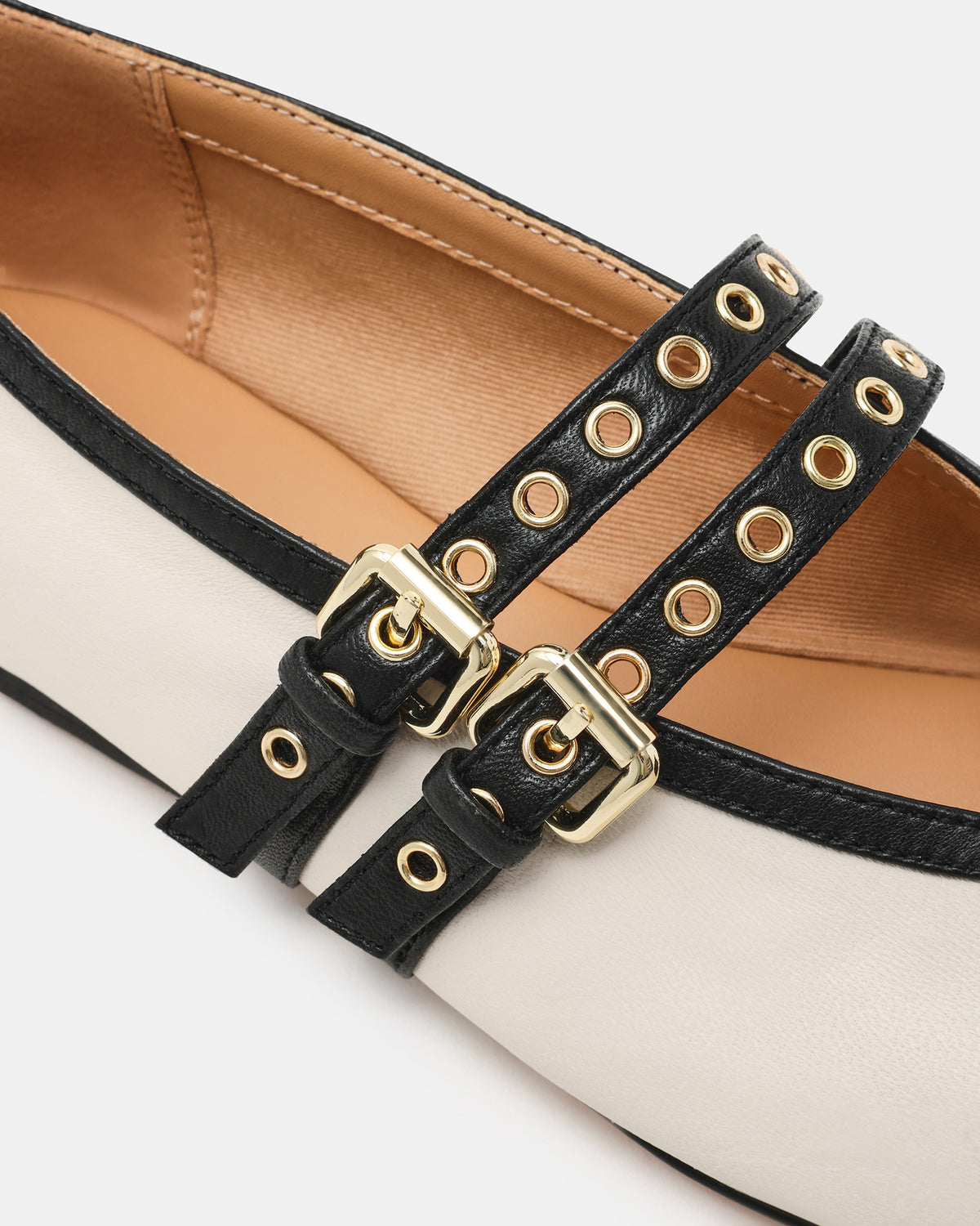 LYDIA Cap Bone Black Mary Jane Ballet Women's Flat | Steve Madden US