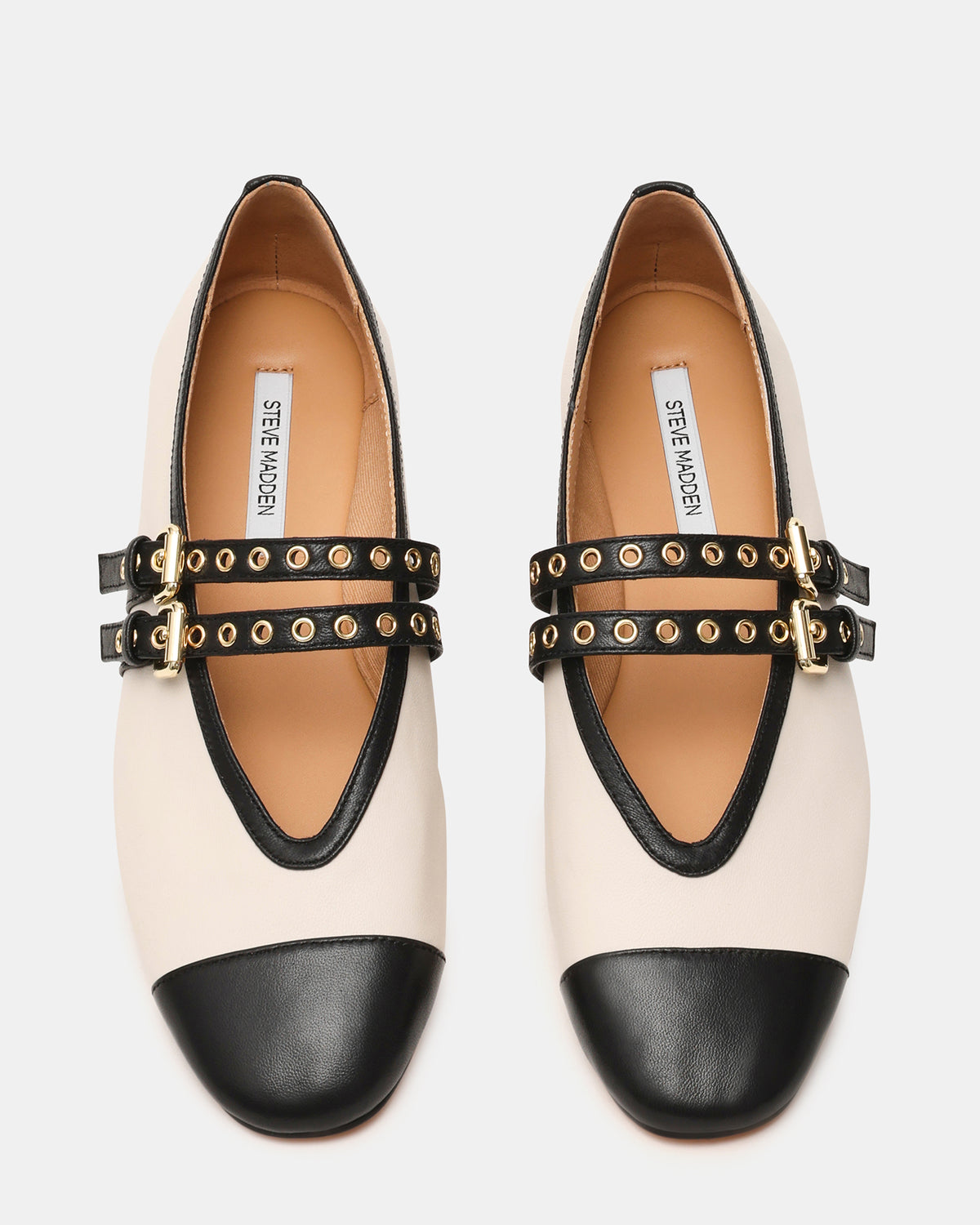 LYDIA Cap Bone Black Mary Jane Ballet Women's Flat | Steve Madden US