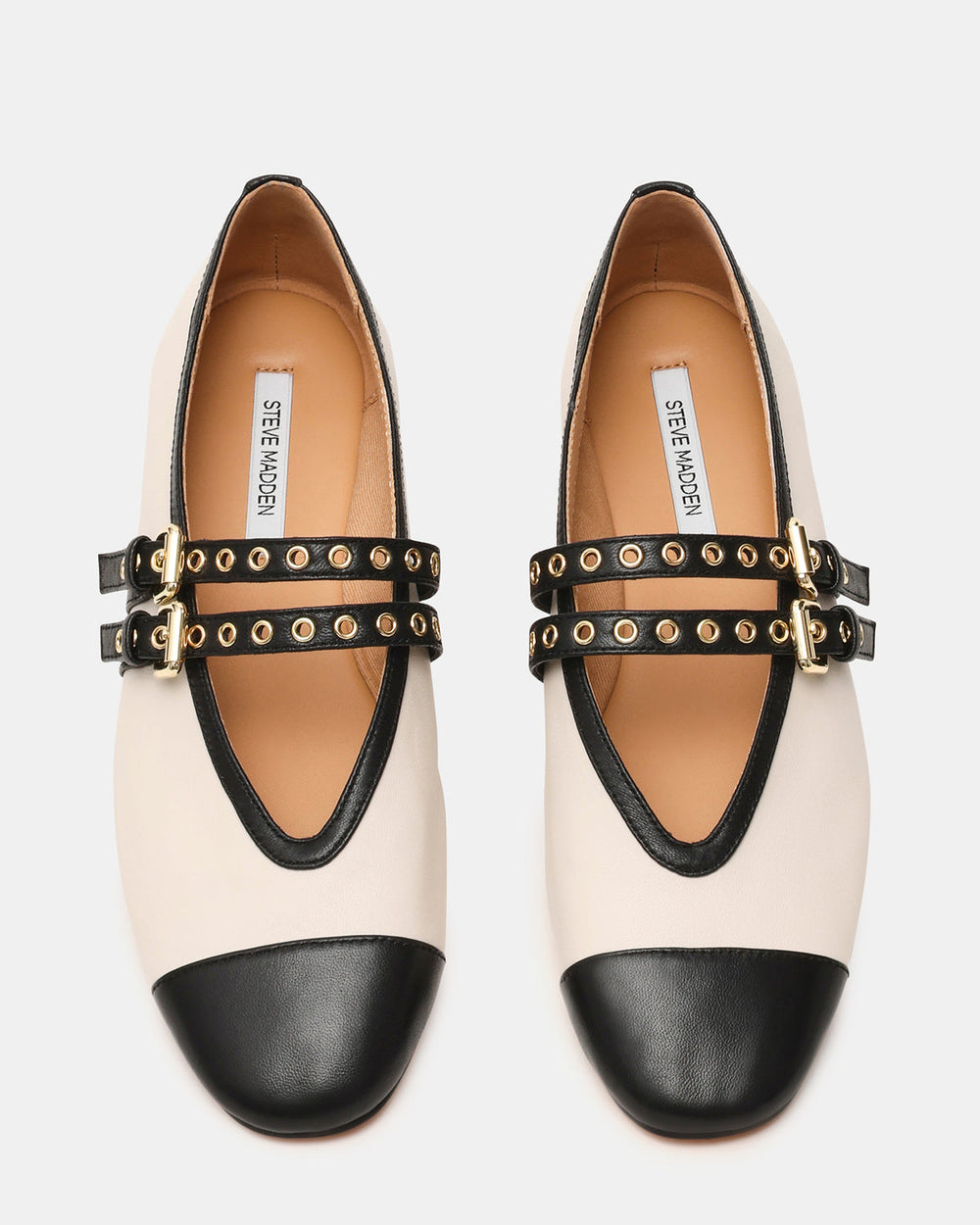 LYDIA Cap Bone Black Mary Jane Ballet Women's Flat | Steve Madden US