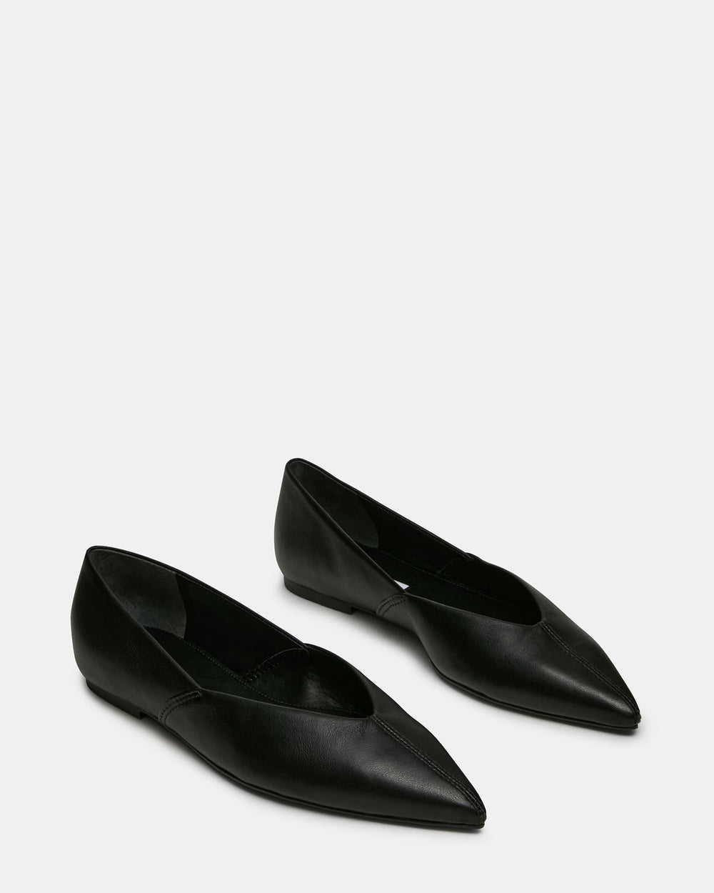 TOVI Black Leather Pointed-Toe Ballet Women's Flat | Steve Madden outlet