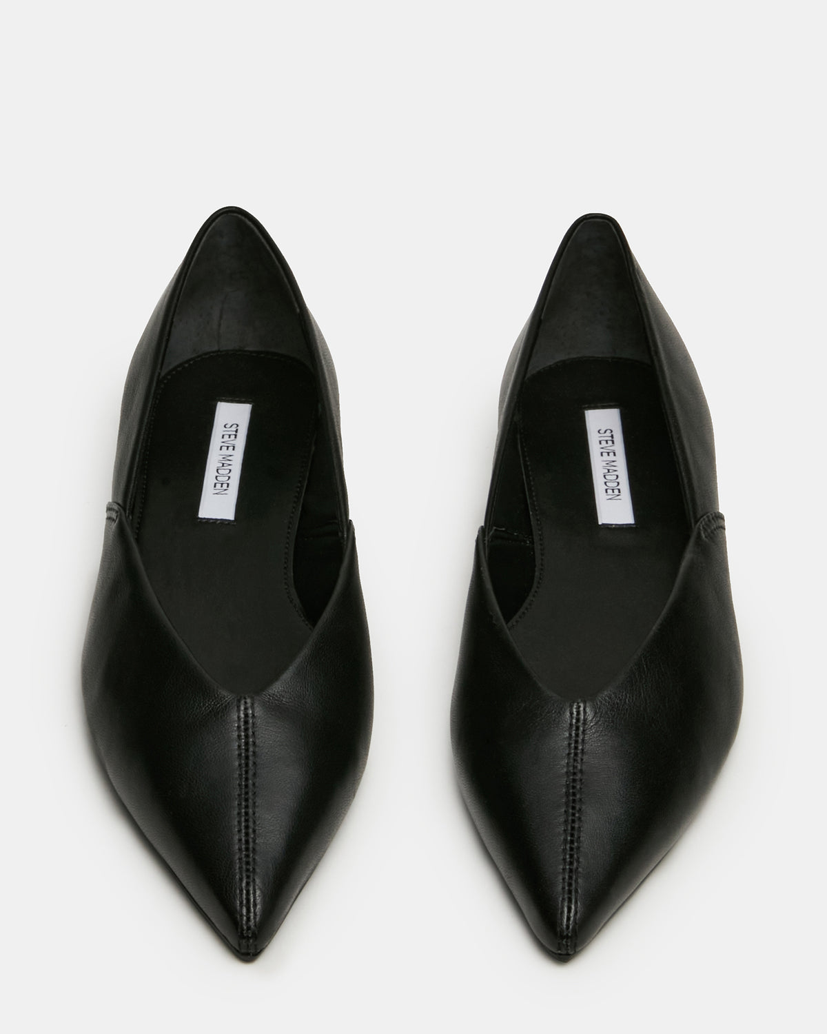 TOVI Black Leather Pointed-Toe Ballet Women's Flat | Steve Madden outlet