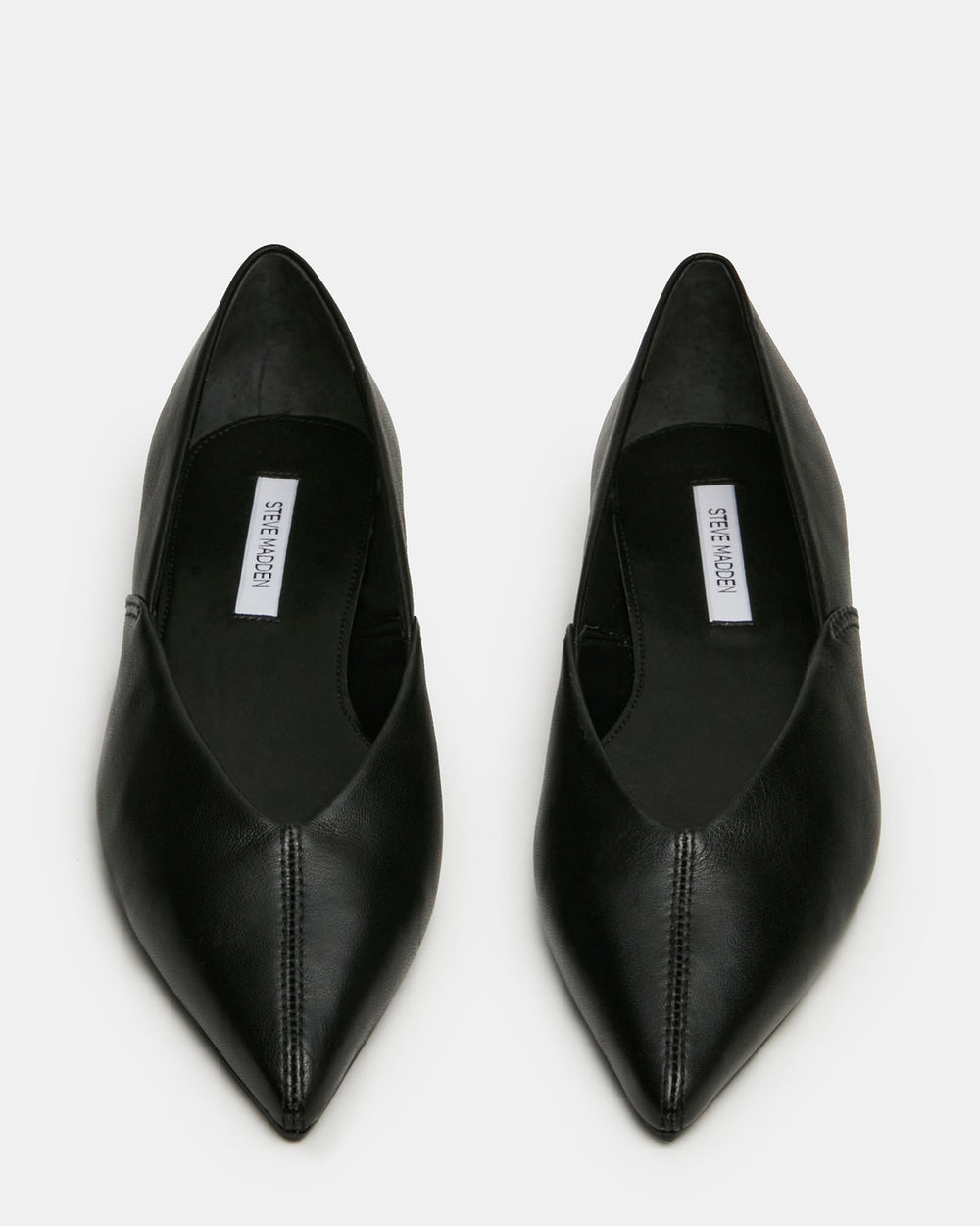 TOVI Black Leather Pointed-Toe Ballet Women's Flat | Steve Madden outlet