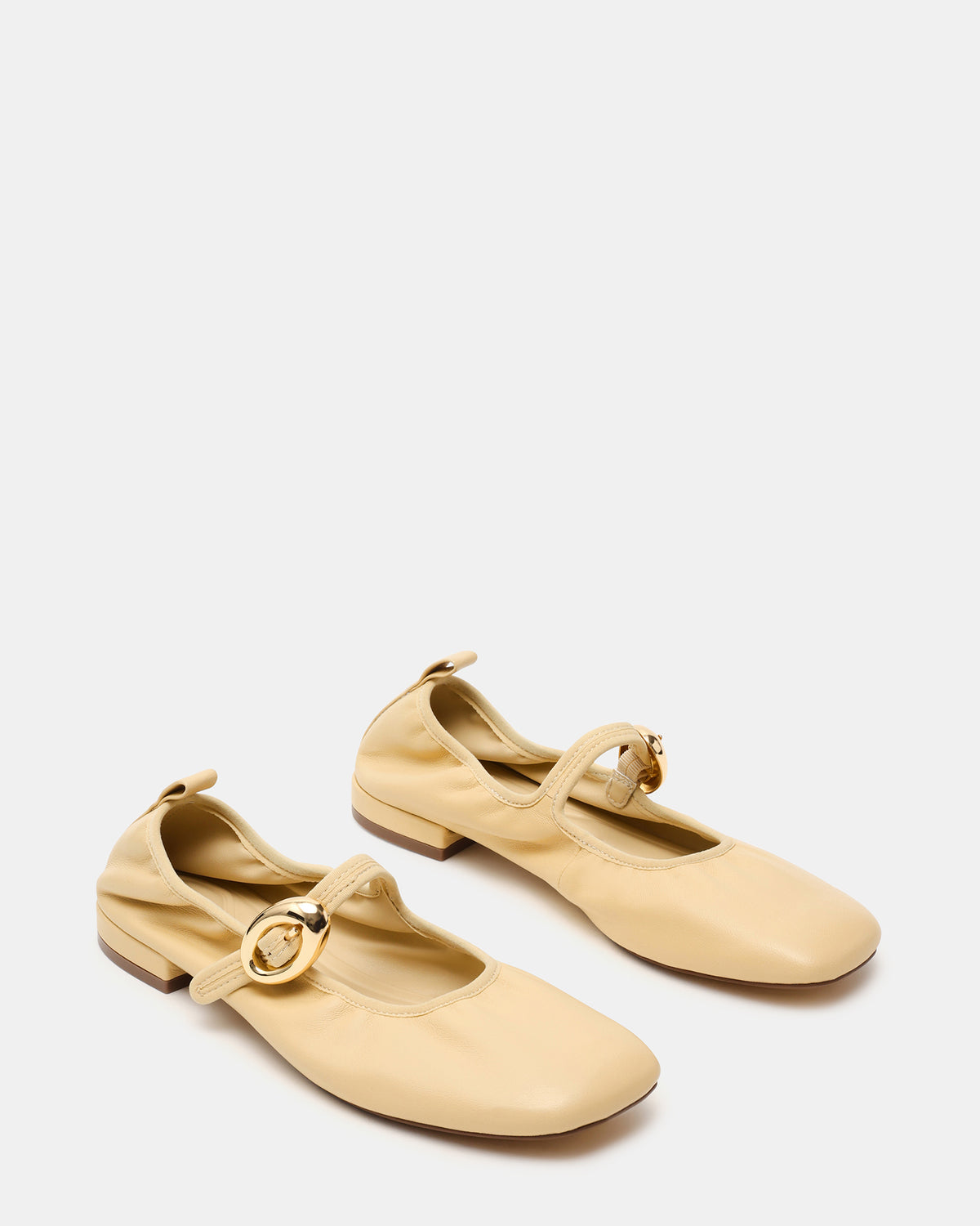 DAFFIA Butter Leather Mary Jane Gold-Detail Buckle Ballet Women's Flat | Steve Madden for Sale