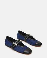 LYDIA Cap Black Denim Mary Jane Ballet Women's Flat | Steve Madden online
