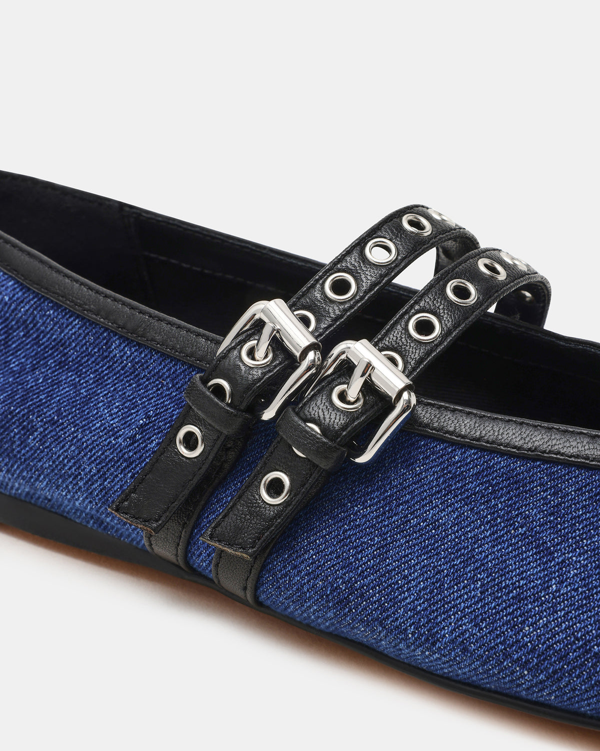 LYDIA Cap Black Denim Mary Jane Ballet Women's Flat | Steve Madden online