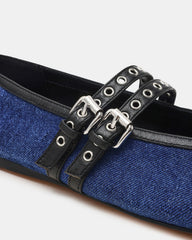 LYDIA Cap Black Denim Mary Jane Ballet Women's Flat | Steve Madden online
