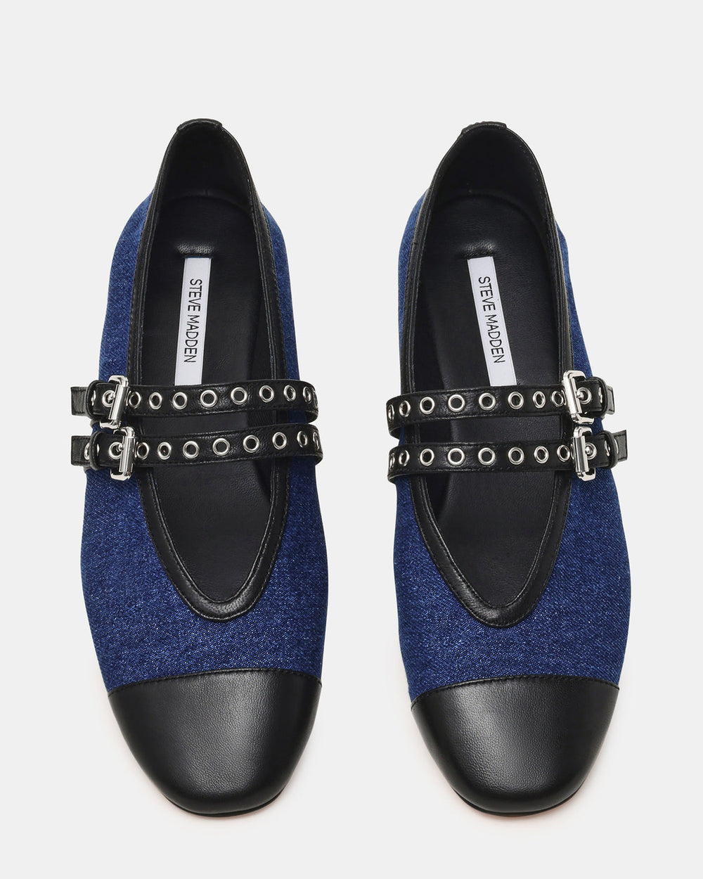 LYDIA Cap Black Denim Mary Jane Ballet Women's Flat | Steve Madden online