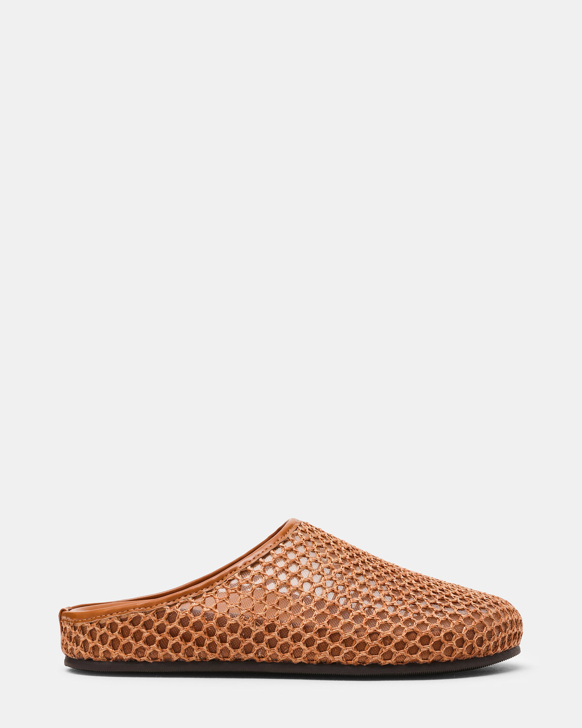 FERN Tan Raffia Mesh Mule Slip-On Round-Toe Women's Flat | Steve Madden on Sale