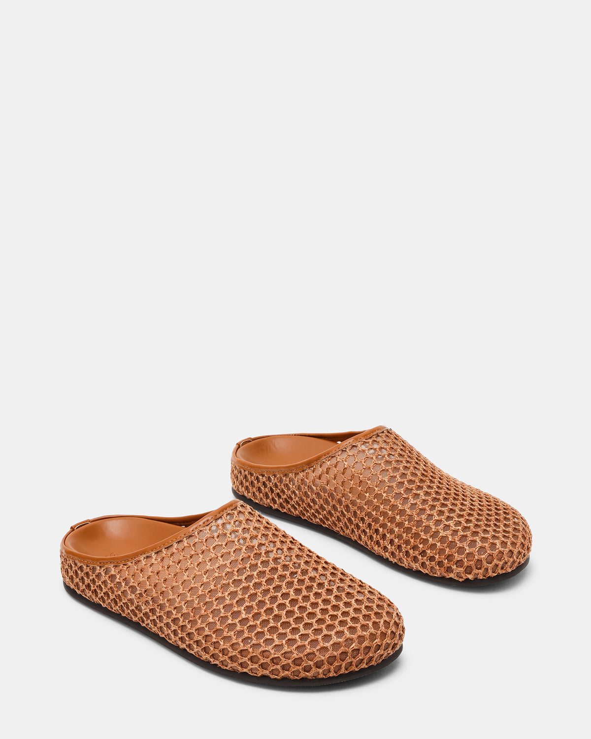 FERN Tan Raffia Mesh Mule Slip-On Round-Toe Women's Flat | Steve Madden on Sale