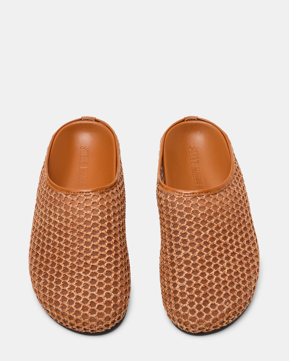 FERN Tan Raffia Mesh Mule Slip-On Round-Toe Women's Flat | Steve Madden on Sale