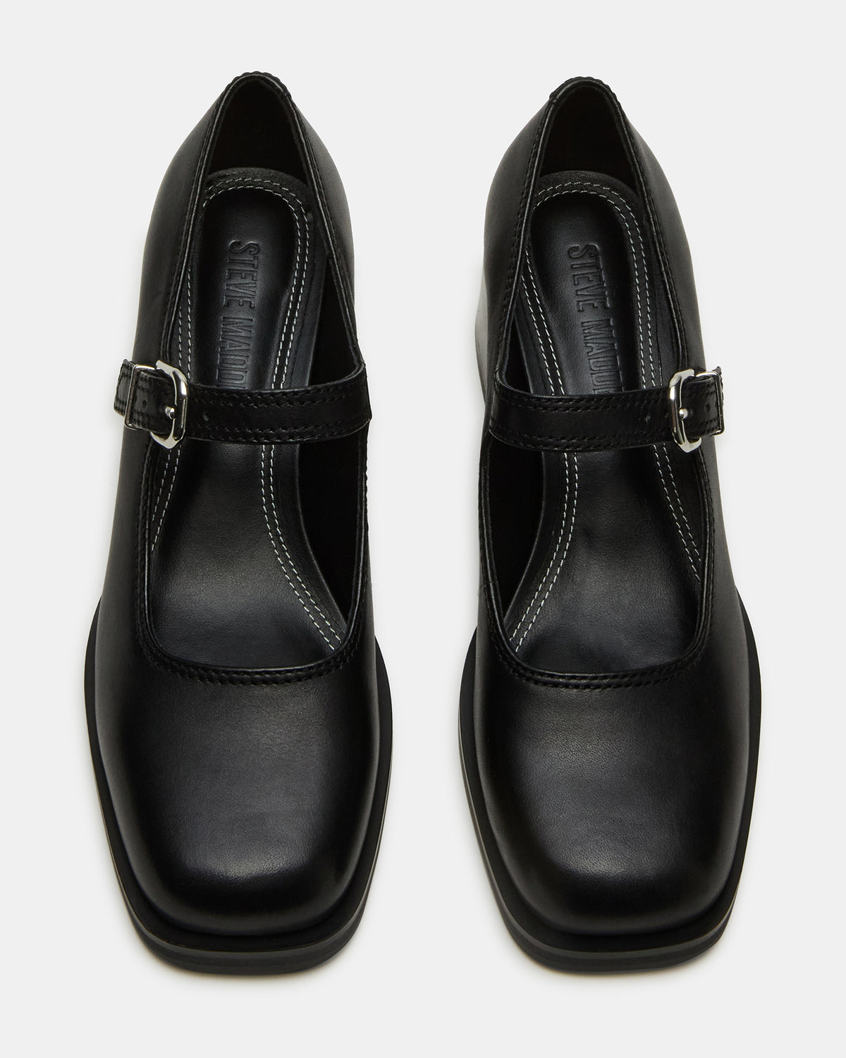 LISBON Black Leather Square-Toe Mary Jane Women's Loafer | Steve Madden near me