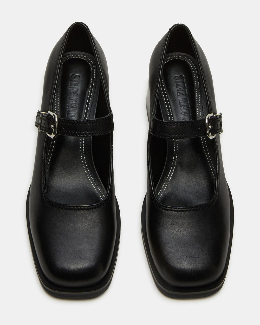 LISBON Black Leather Square-Toe Mary Jane Women's Loafer | Steve Madden near me