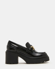 LAZRA Black Platform Lug Block Heel Women's Loafer | Steve Madden discount